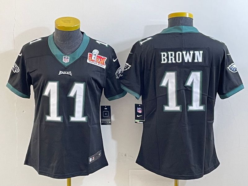 Youth Philadelphia Eagles 11 Brown Black 2025 Nike Vapor Limited NFL Jersey style 2